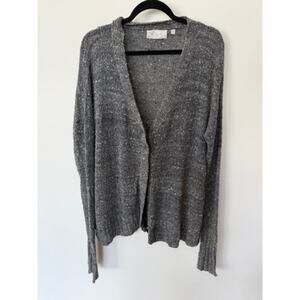 A.L.C. Gray Speckled Open Front Silk Blend Cardigan Sweater Size M